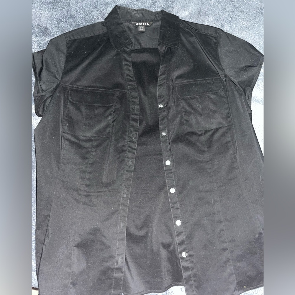 Black vintage short sleeve button up